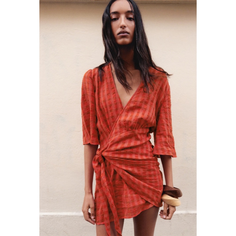 ZARA double breasted mini dress burnt orange